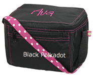 black polka dot lunch box
