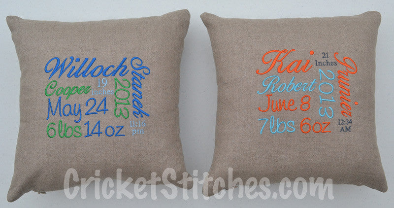 Birth Announcement Pillows