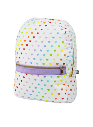 child's backpack with tiny hearts