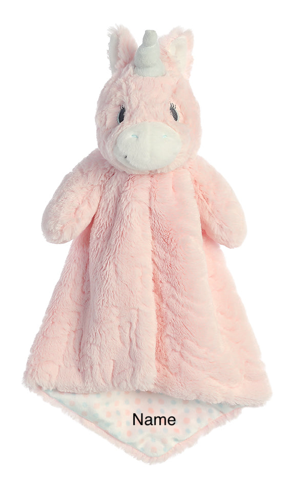 pink unicorn lovey blanket
